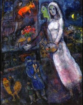  arc - Newlyweds and Violinist contemporary Marc Chagall